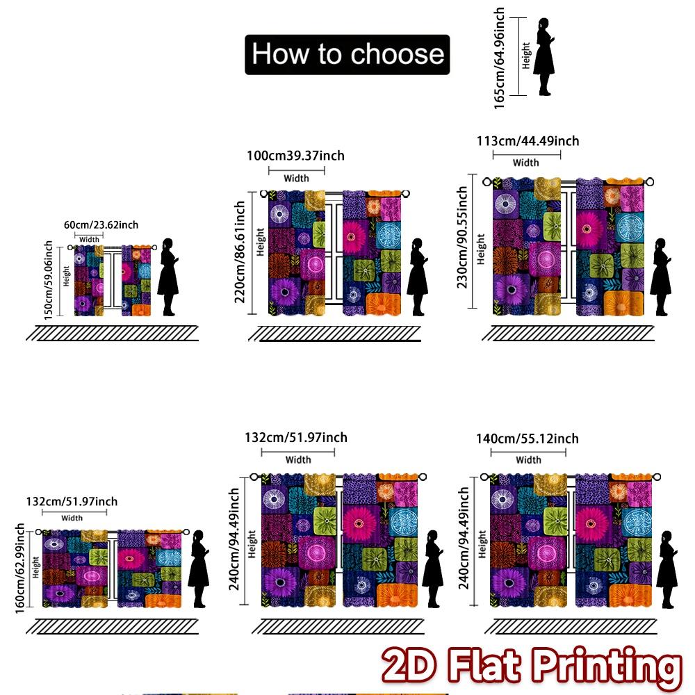 2pcs   2D FLAT PRINTING Curtains (Without Rod) Pattern Mosaic(2) Christmas Festival Creative Curtains Polyester Curtains