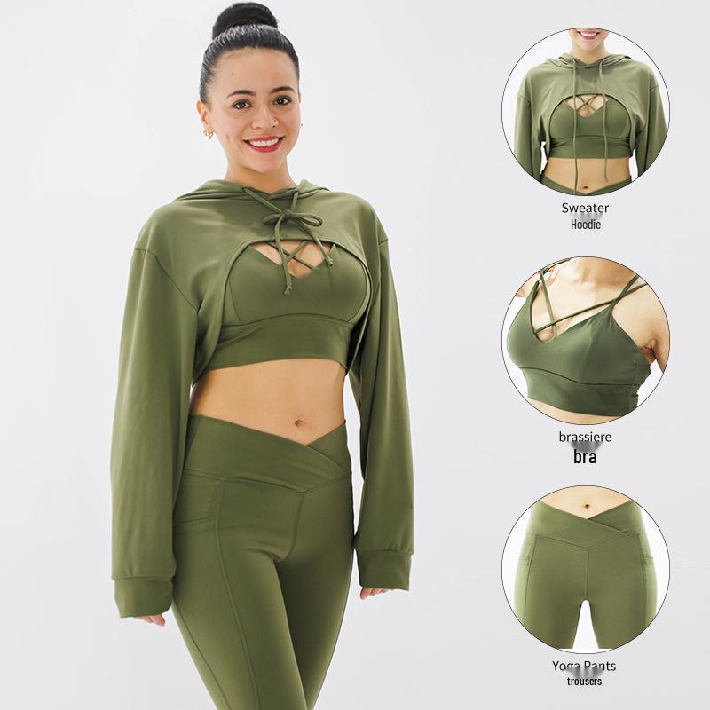 

Women s Quick-Dry Running Sports Bra & Long Sleeve Cover-Up Yoga Outfit Large