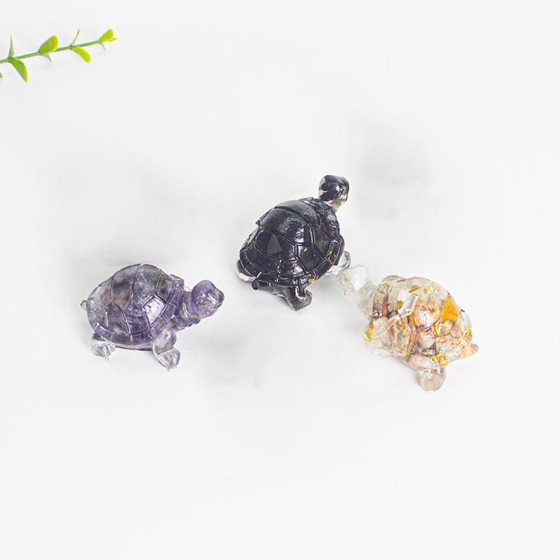 1Pc Natural Gravel Epoxy Resin Small Turtle Desktop Decoration Home Decoration Chakra Meditation Healing Gift