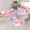 4Pcs 2D Flat Seashells and Pearls Shower Curtain Set with Non-Slip Bath Mat, Toilet Lid Cover, Contour Rug & 12 Hooks, Bathroom Decor