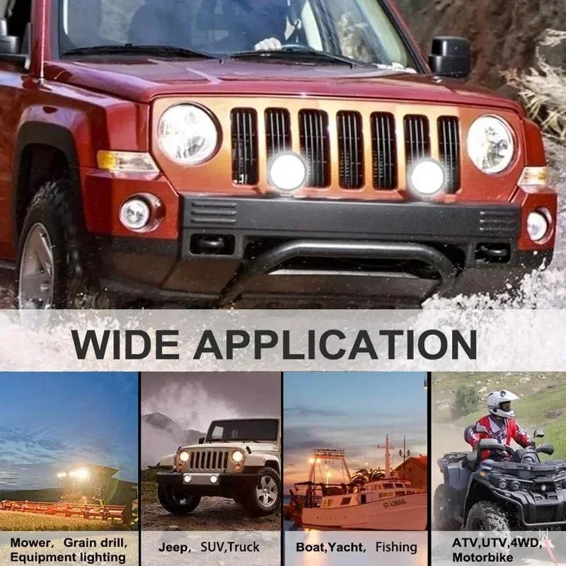 20W Round Wrangler Car Work Light with Aperture Off Road Vehicle Modified Spotlight Motorcycle Light