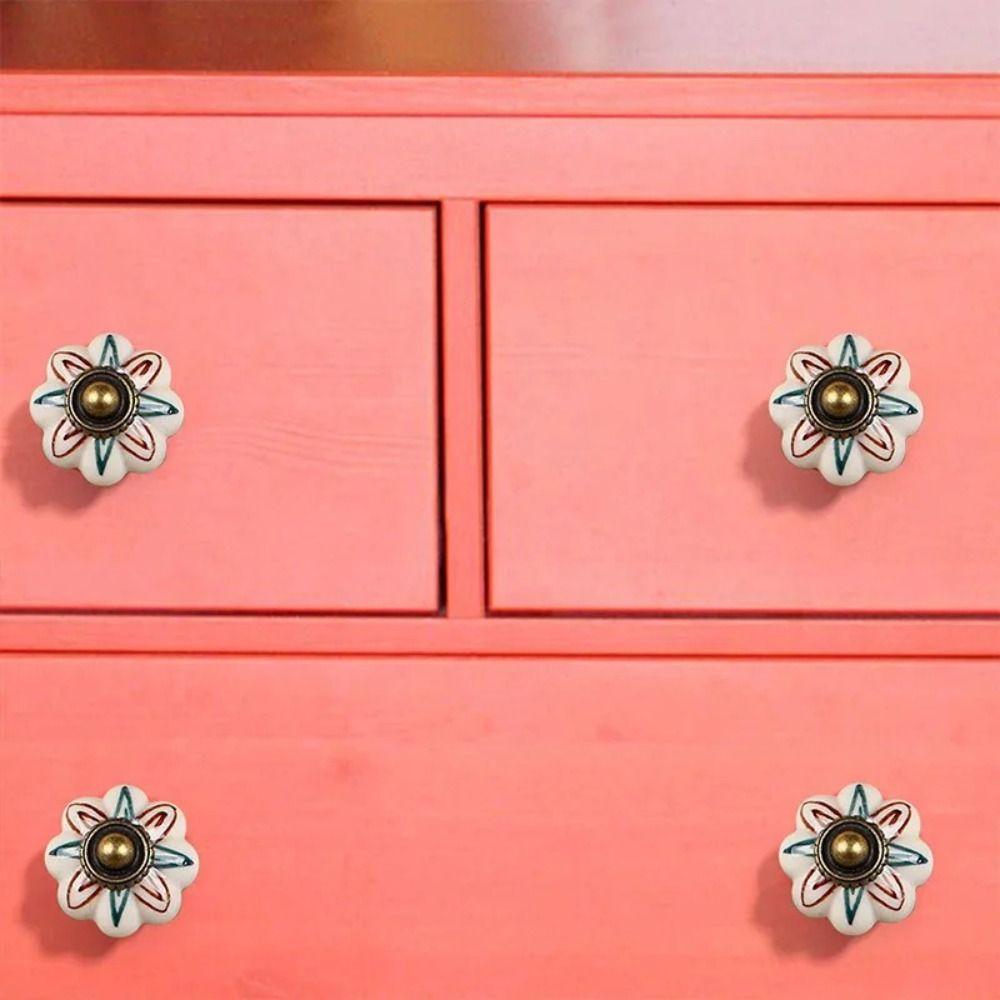 Single Hole Pumpkin Handle Multiple Colors Furniture Knob Durable Vintage Door Handle  Drawer