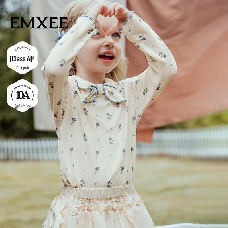 EMXEE Girls' Brushed Cotton Long-Sleeve Peter Pan Collar Tee
