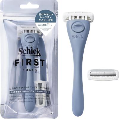 Schick Schick First Shaving Holder Blade 1 Replacement Denim Indigo Shaving Razor (with + Blade)