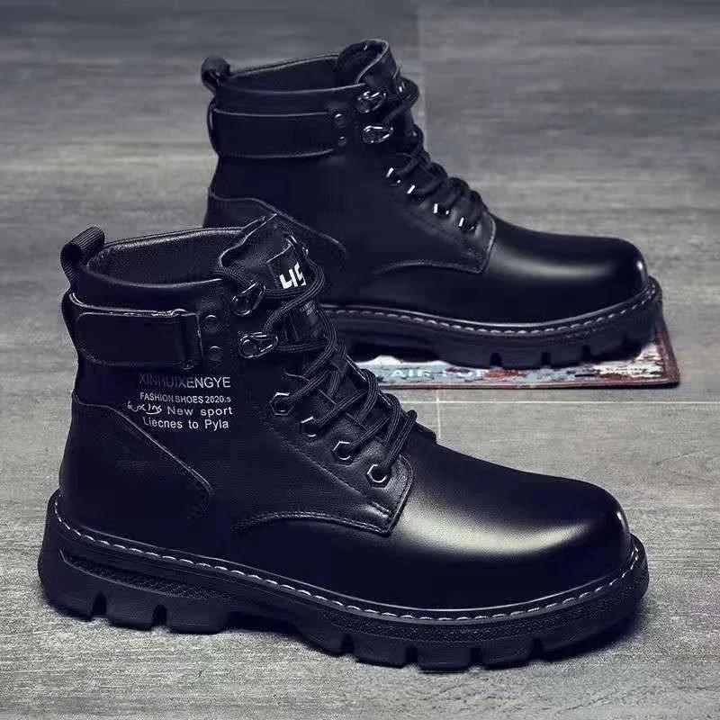 Men's Boots Autumn/winter 2025 Men's Boots Korean Version High Top Casual Lace Up Round Toe Comfort Artificial Leather Shoes