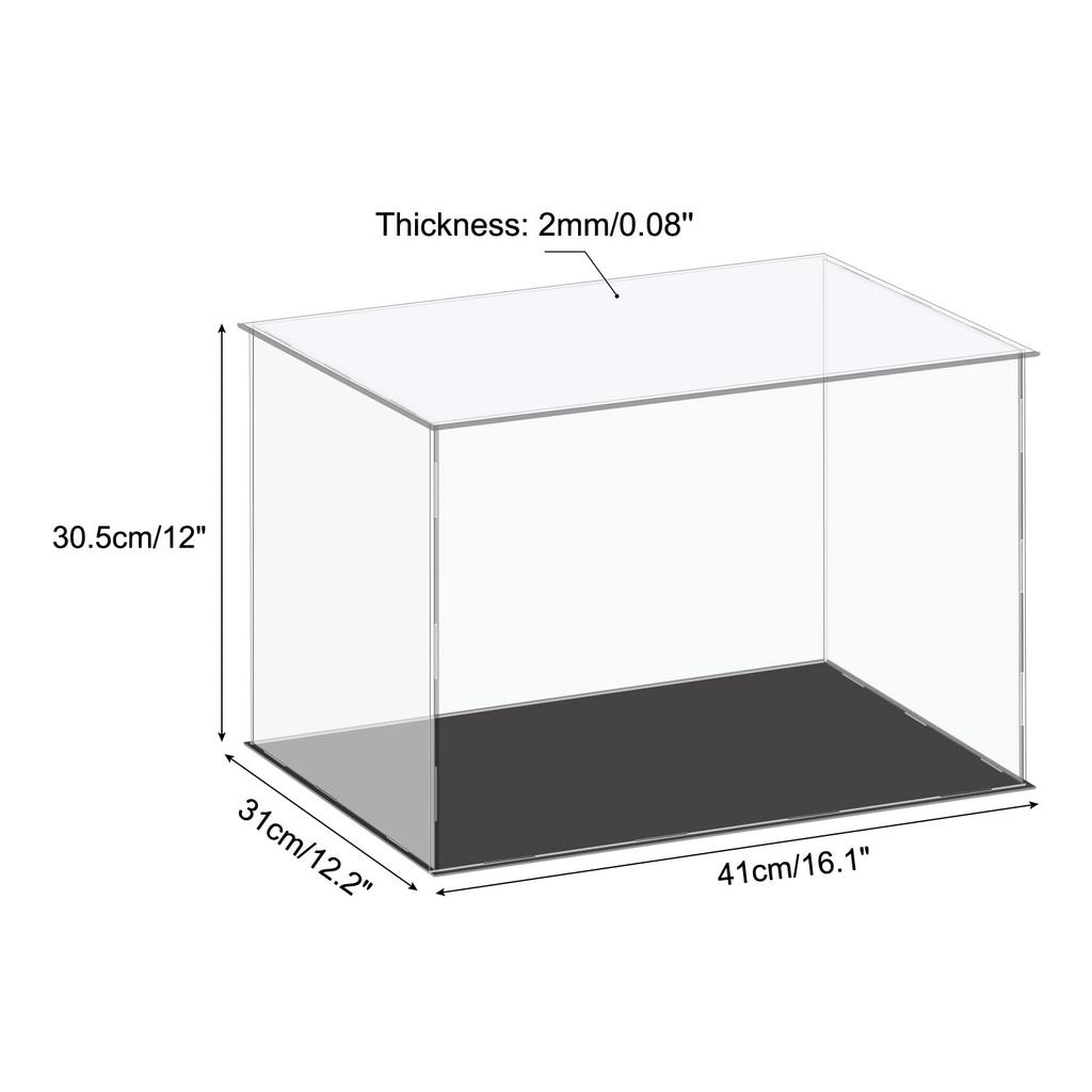 Uxcell Acrylic Display Case, Plastic Box, Cube Storage Box, Clear, Small, Assembled, Dustproof Showcase, 41x31x30.5cm, for Collectibles