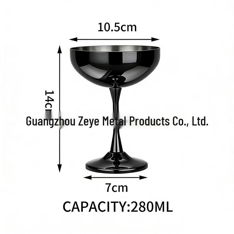 Creative High-Stemmed Stainless Steel Cocktail and Ice Cream Glass