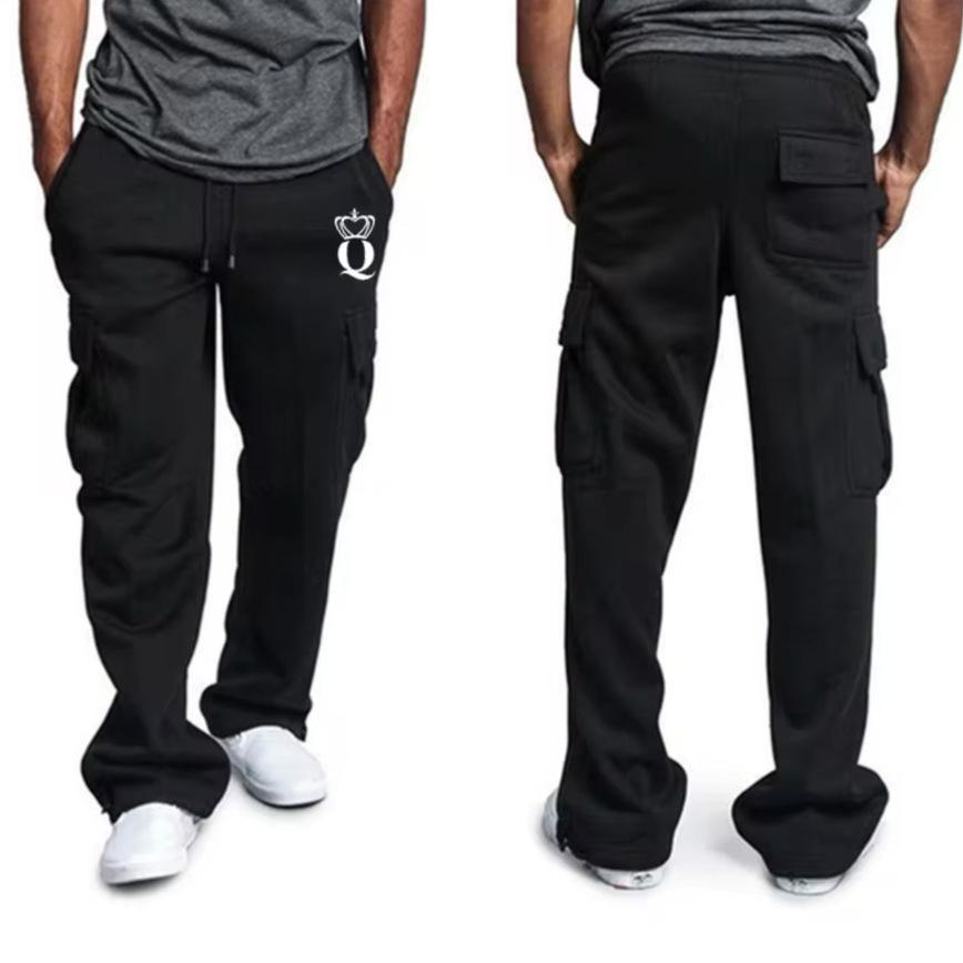 

Men s Retro Multi-Pocket Workwear Cuffed Pants - European & American High Street Fashion 5XL чорний
