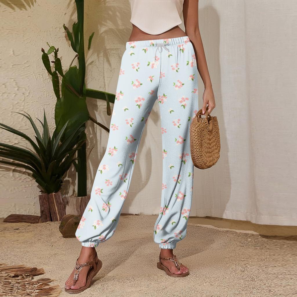 Women's Casual Printed Jogger Pants with Drawstring Elastic Waist Tapered Leg