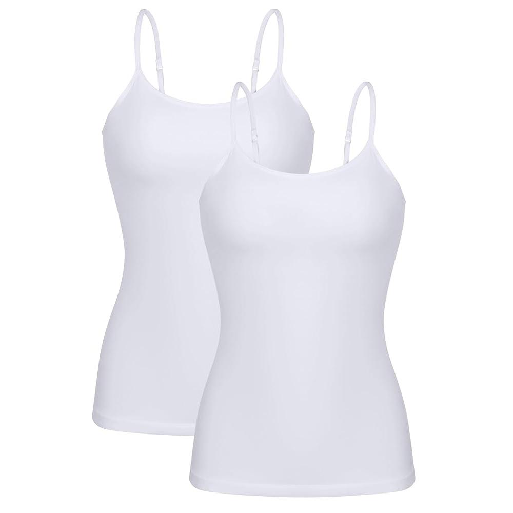 CHARMLEAKS Damen-Unterhemd aus Baumwolle, Damenunterwäsche, Nachtwäsche, Unterwäsche, Hebe-BH, solides Basic-Tanktop, 2er-Pack