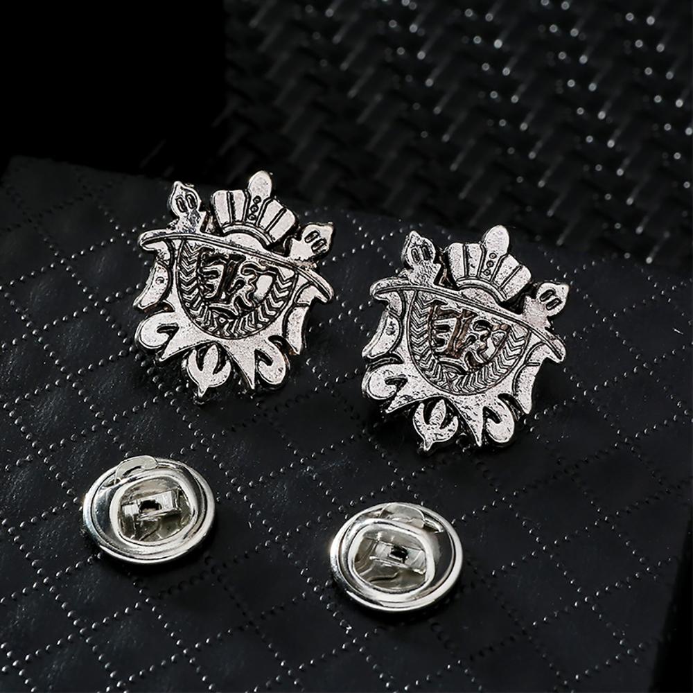 1 Pair Retro Collar Brooches Tree Leaf Wolf Rhinestone Fashion Lapel Pin For Men Women Shirts Suits Clothes Decor Jewelry Gift