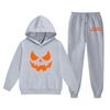 Kids Hoodie and Sweatpants Set with Halloween Print for Holiday Wear