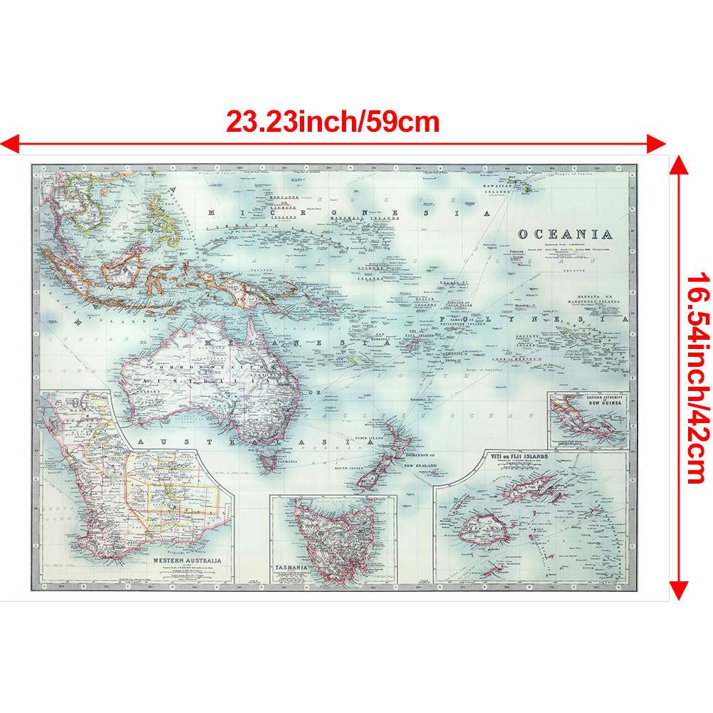 

Английская версия - Винтажная картина с картой Океании, настенный плакат, школьные принадлежности для путешествий, подарок, образовательное настенное искусство, декор для стен с картой A2-59*42cm