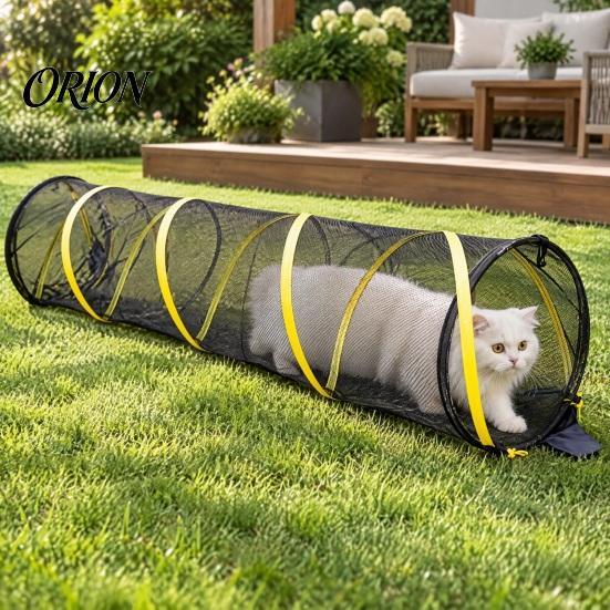 Cat Interactive Hideaway Foldable Pet Mesh Tunnel, Breathable Tube Toy for Cats & Dogs, Small Animal Activity Tunnel Collapsible Play Indoor