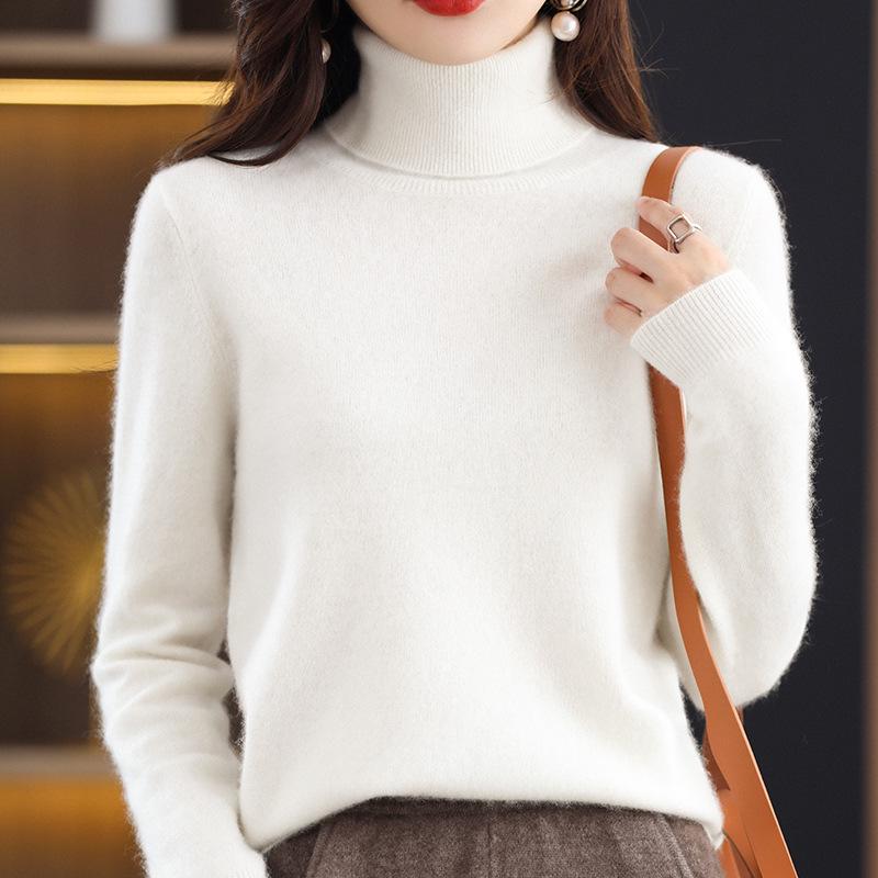 2026 AW Women's High Neck Plain Knit Cashmere Sweater Base Layer
