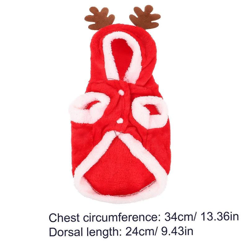 Reindeer Dog Costume Adorable Pet Outfit For Puppy Dog Size S Featuring Fashion Elk Design Perfect For Christmas Party 1Set