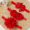 New Baby Headband, Children's Nylon Bow Flower Headband, Three-piece Set Baby Elastic Hair Accessories