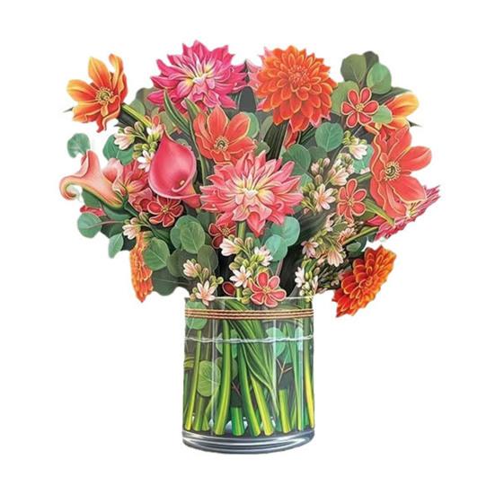 Kartka z wyskakującym kwiatem z papieru, bukiet kwiatów róży/wiśni w naturalnej wielkości, 3D, kartka z życzeniami na Dzień Matki, rocznicę ukończenia szkoły, prezent urodzinowy