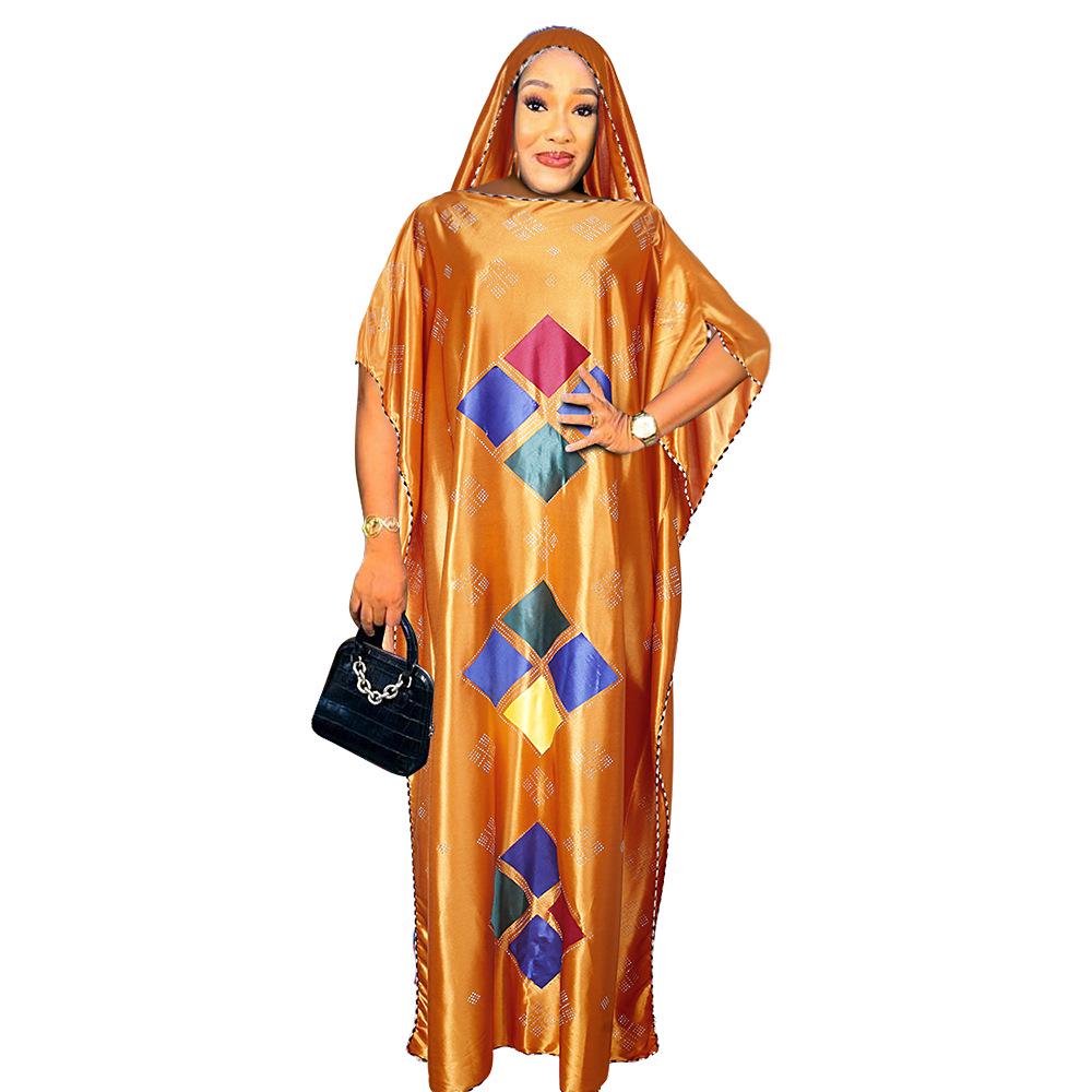 Plus Size Women's Muslim Robe with Headscarf - Middle East & Africa Style, Hot Drill Design.