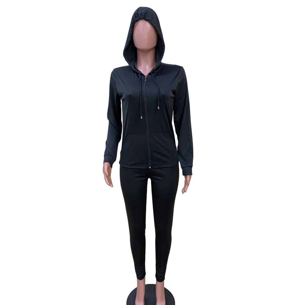 Fashion Women Lady Split 2 Piece Sports Suit Set Casual Color Suit