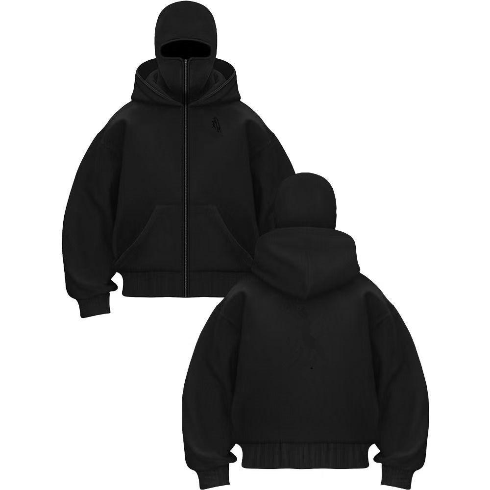 Unisex USDT Outdoor Kapuzenstrickjacke - Einfarbig, Doppelte Kapuze, Lockerer Schnitt für Frühling/Herbst