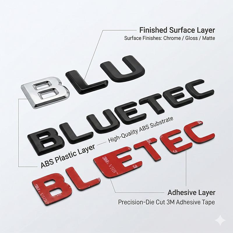 3D BLUETEC Car Rear Trunk Letters Badge Emblem Decal Sticker For Mercedes Benz W212 W166 ML350 GL350 Auto Accessories