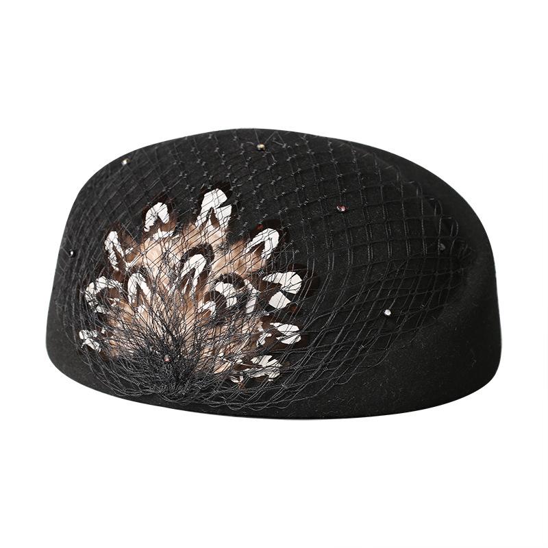 High-end French Beret Women's Autumn and Winter Elegant and Versatile Wool Woolen Painter Hat Showing Face Little Flight Attendant Hat