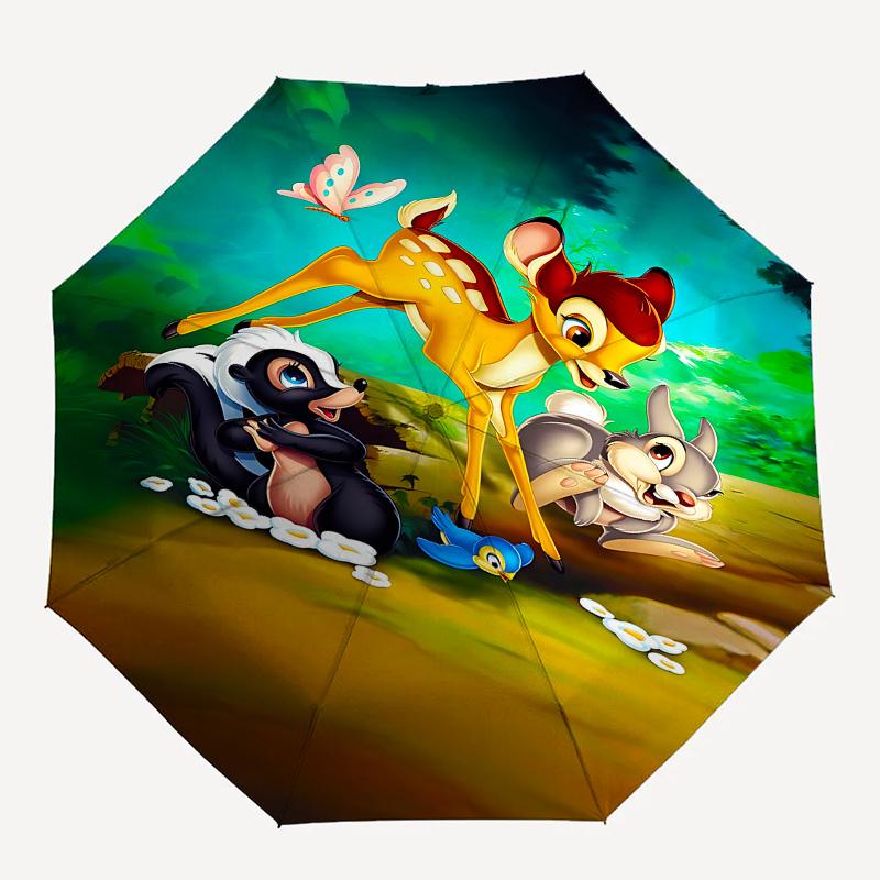 Bambi, Thumper Automatic Opening and Closing Umbrella - 8 Ribs Portable Folding Umbrella with Plastic Handle, Suitable for Leisure and Hallo