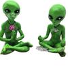 Zen and Yoga Alien Statue Couple Meditation Alien Resin Statuette Ornament