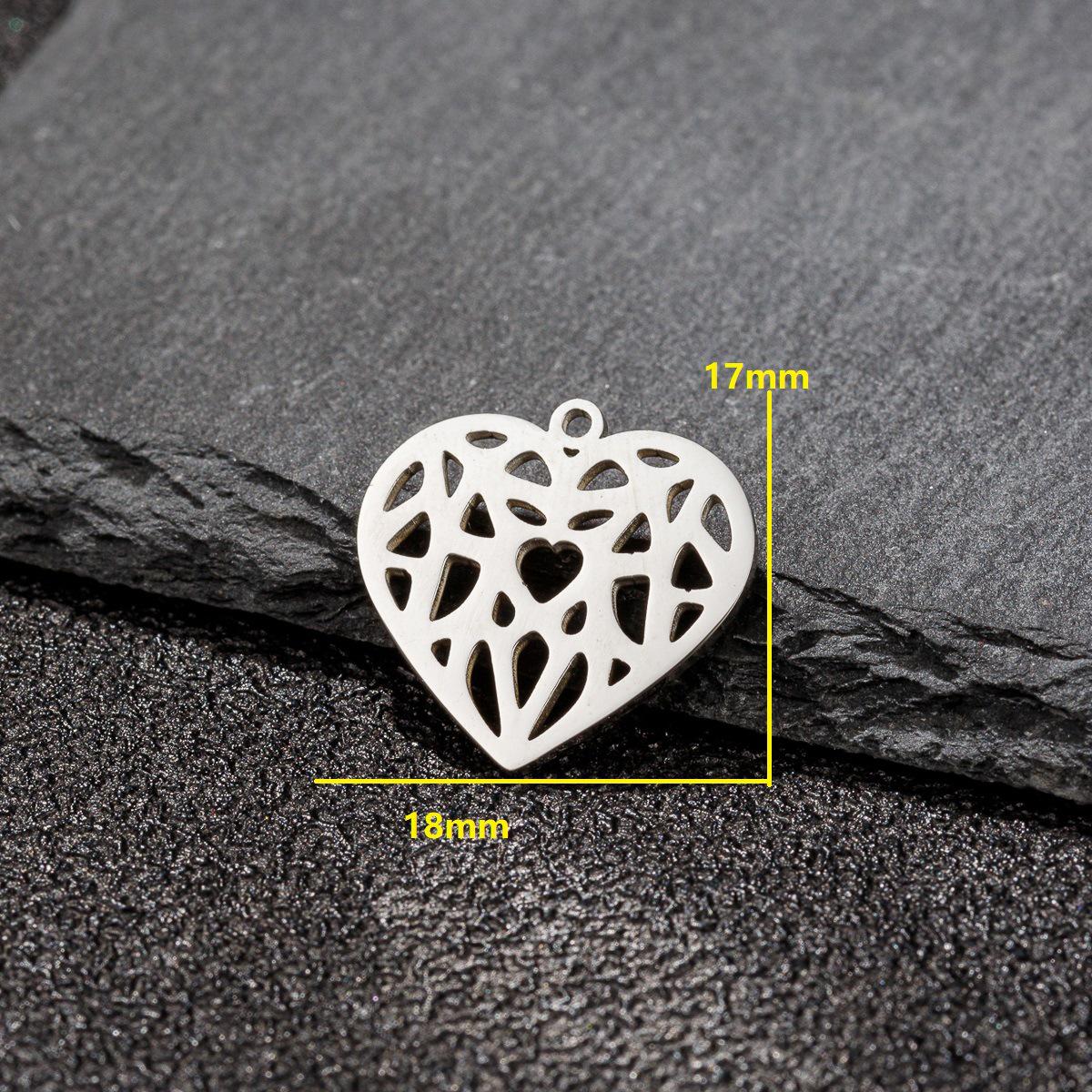 Stainless Steel Geometric Heart-Shaped Origami Pendant - DIY Friendship Jewelry