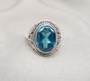 Blue Topaz Ring: Handmade 925 Sterling Silver Boho Statement Jewelry