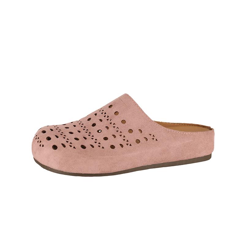 Fashion Aphixta Pink Hollow Slides Rubber Sole Woman Slippers Round Toe Flip Flops Red Flat With Beach Shoes Outside Sandals Half Slide