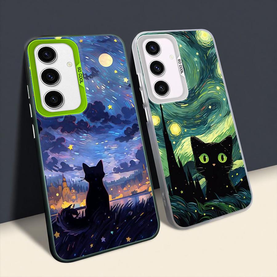 Van Gogh Art Cat Case for Samsung Galaxy A53 A35 A73 A71 A55 A72 A52 A54 A51 A56 A26 A36 Soft Shell