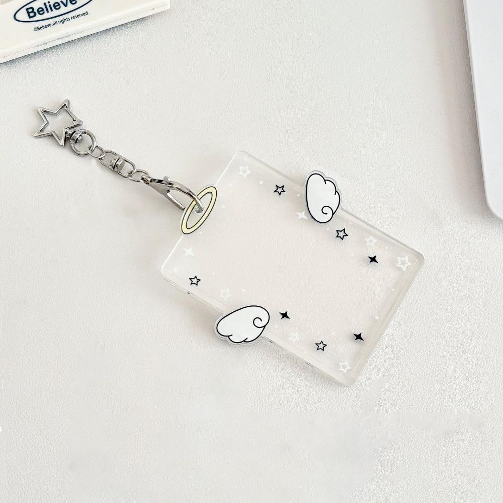 New Acrylic Card Holder Cartoon Kawaii Photos Protective Cover Wings Stars ID Card Card Holder Student