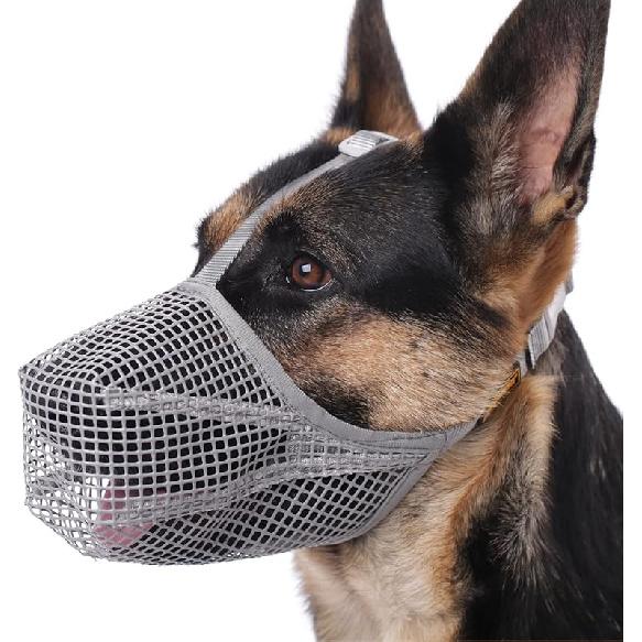 Mayerzon Dog Muzzle, Patented Mesh Muzzles for Small Medium Large Dogs, Soft Covered Mouth Guard with Adjustable Straps, Prevent Biting Chewing and XS+: Snout:7½ -8¼  серый
