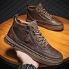 Fashion Handmade Leather Casual Shoes for Men Design Sneakers Man Comfortable High Top Boots Men's Loafers Platform Driving