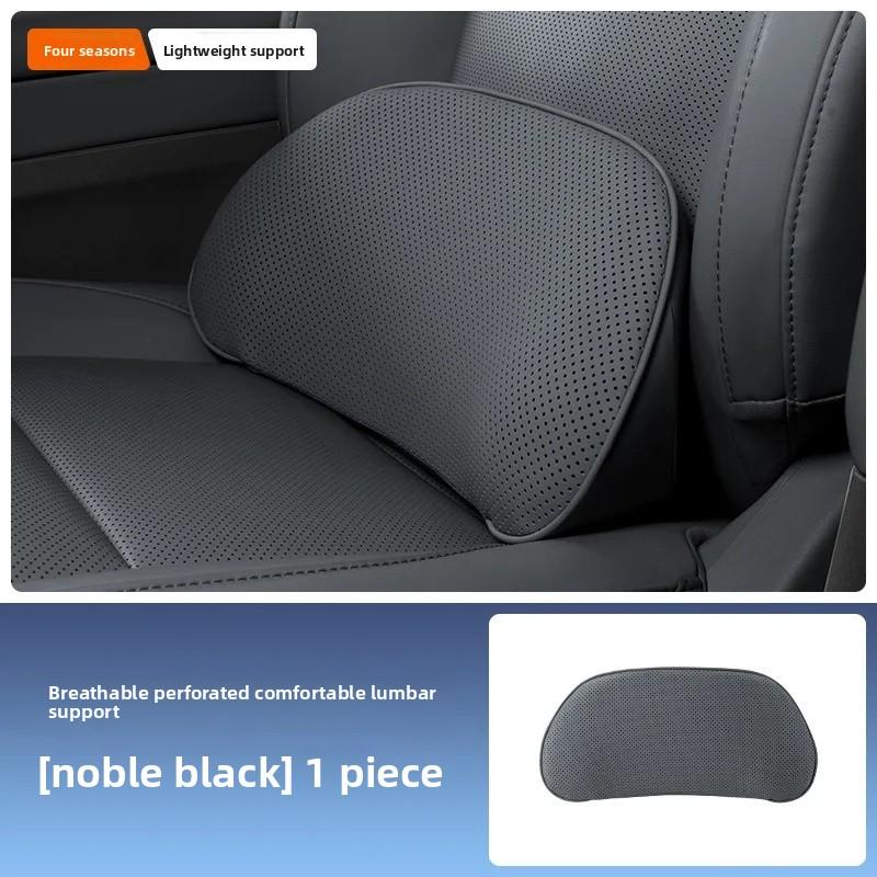 

Car Headrest Breathable PU Leather Neck Support Seat Cushion Memory Foam Lumbar Pad Pillow Vehicle Seat Back Support Cushion Waist-Noble Black