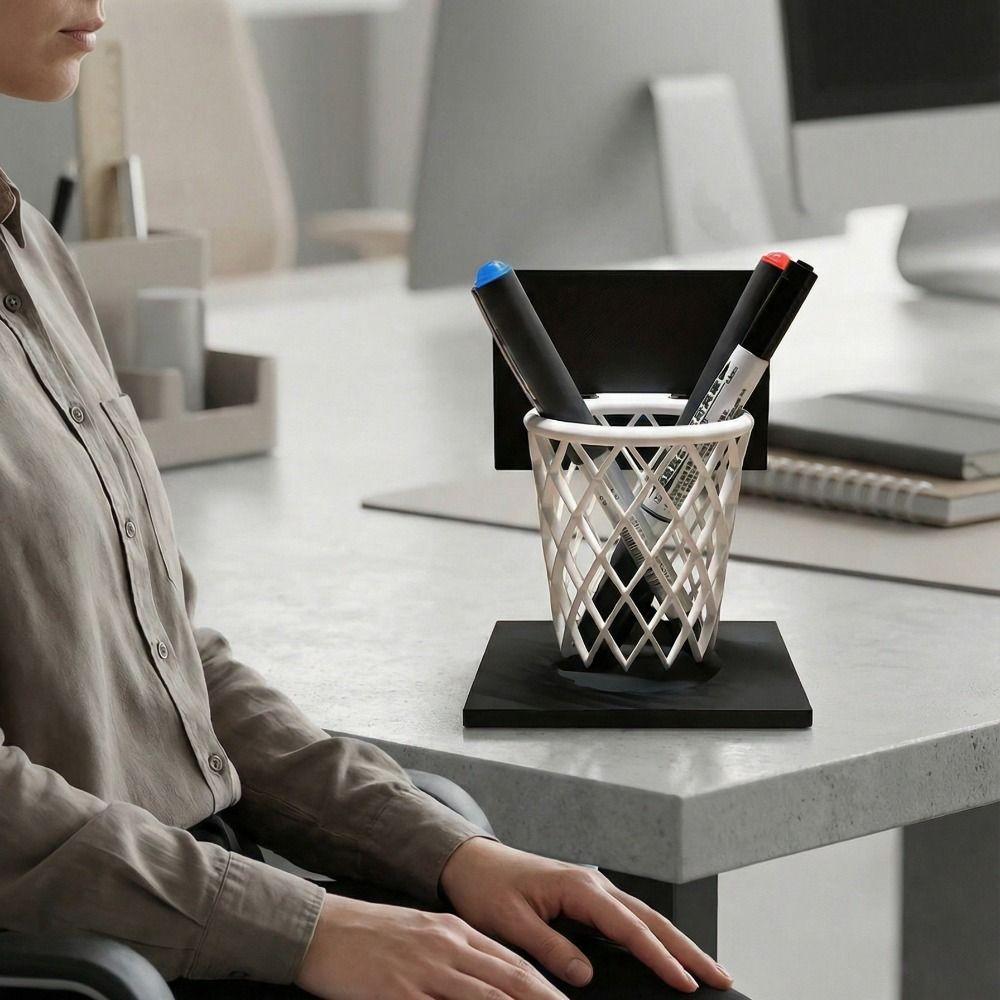Large Capacity Stationery Storage Container 3D Printed Mini Trash Can Basketball Enthusiast