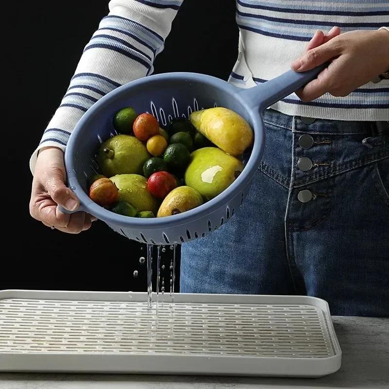 Latest Sink Water Filter Kitchen Drainer Basket Plastic Washing Colander Strainer Food Handle Fruit Draining Bowl Vegetables