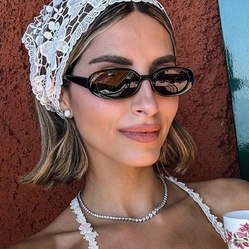 5pcs Fashion Female Oval Sunglasses Jelly Color Frame Design Sun Glasses Women Personalized Outdoor Casual Eyeglasses UV400