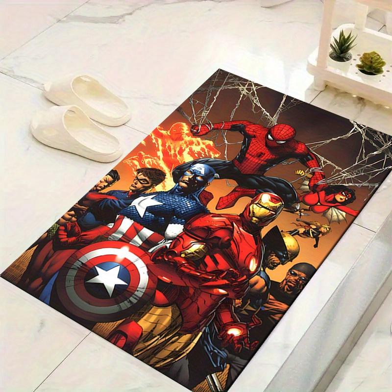1pc Marvel Avengers Super Heroes Area Rug, Non Slip Floor Mat, Cartoon Character Design, Soft Velvet, Room Decor, Washable