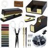 Desk Accessories Kit, Office Supplies Set with Acrylic Stapler, Tape Dispenser, Staple Remover, Staples, Clips, Sticky Note, Ballpoint Pen, Scissor,