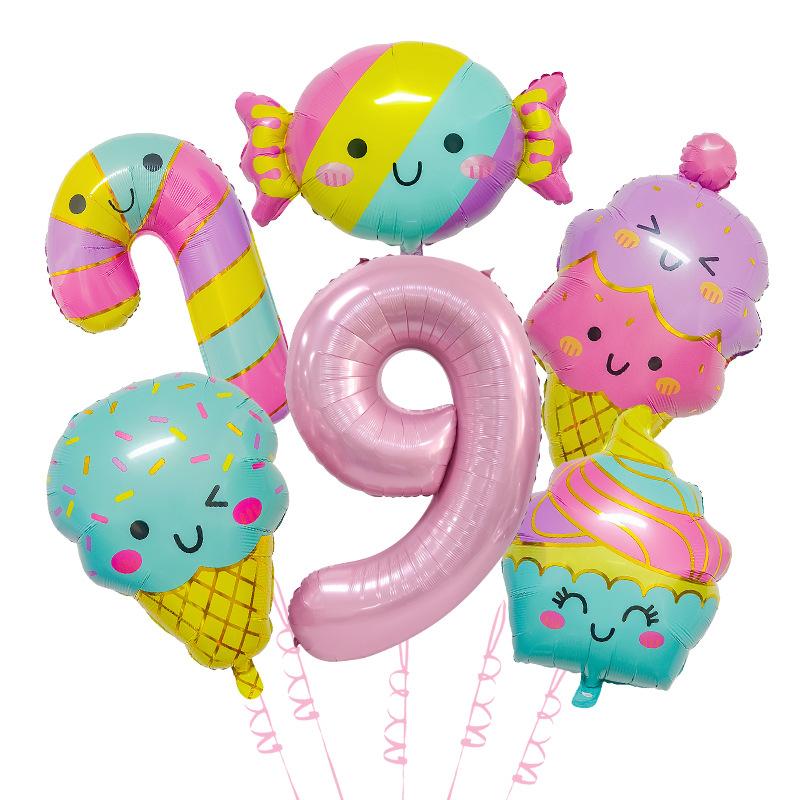 

New Cute Candy Ice Cream Balloon Set Children S Birthday Decoration Scene Arrangement Aluminum Mold Balloon Supplies Cute Ice Cream Set 9