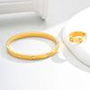Vnox Luxury Love Ring Bracelets Gift for Women, Heart CZ Stone Inlay Gold Plated Stainless Steel Cuff Bangles, Mothers Day Gift