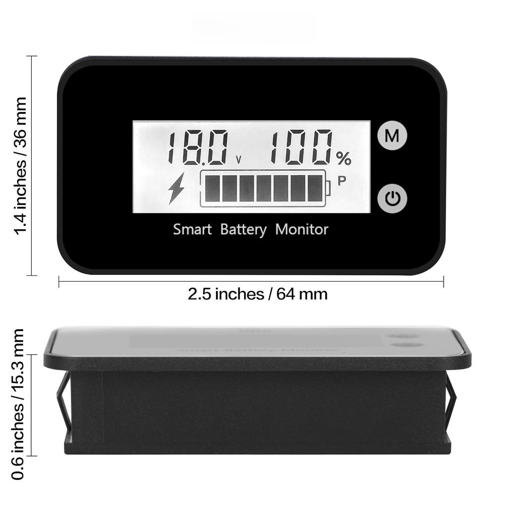 IPX7 Waterproof Battery Monitor with Voltage & Power Display for Lead-Acid & Lithium Batteries In EVs, Cars, and Motorcycles