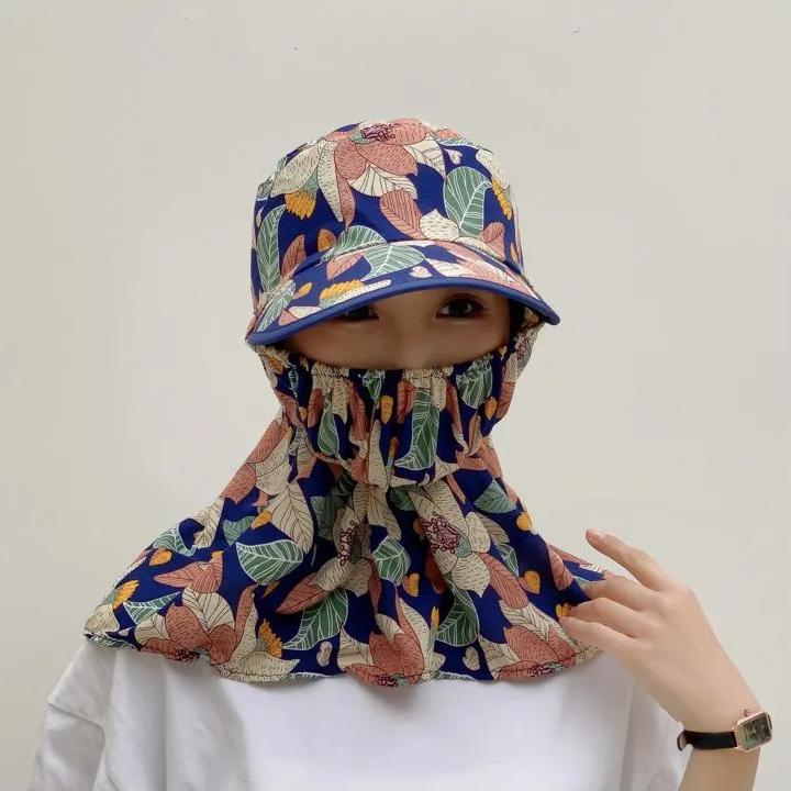 WTEMPO Cappelli Estivi Stampati con Protezione Solare Antivento Antipolvere Protezione Viso Collo Femminile Ciclismo Lavoro all'Aperto Cappelli da Sole