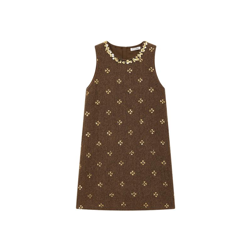 ELLE KIDS Girls  Sequin Beaded Wool Vest Dress 110/120