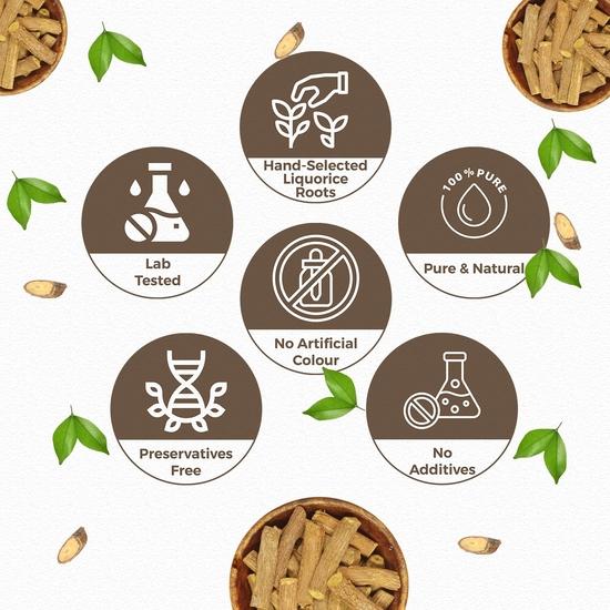 CARMEL ORGANICS Lakritze(Mulethi) Ganze Wurzel (100 Gramm) | Yashtimadhu für Ihre Gesundheit| Glycyrrhiza Glabra| Keine zugesetzten Konservierungsstoffe