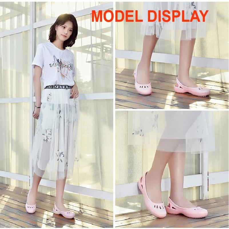 Sommer leichte Anti-Rutsch-Loch-Schuhe Clog für Damen Flache Unterseite Sandalen Krankenschwester Outdoor Strand Jelly