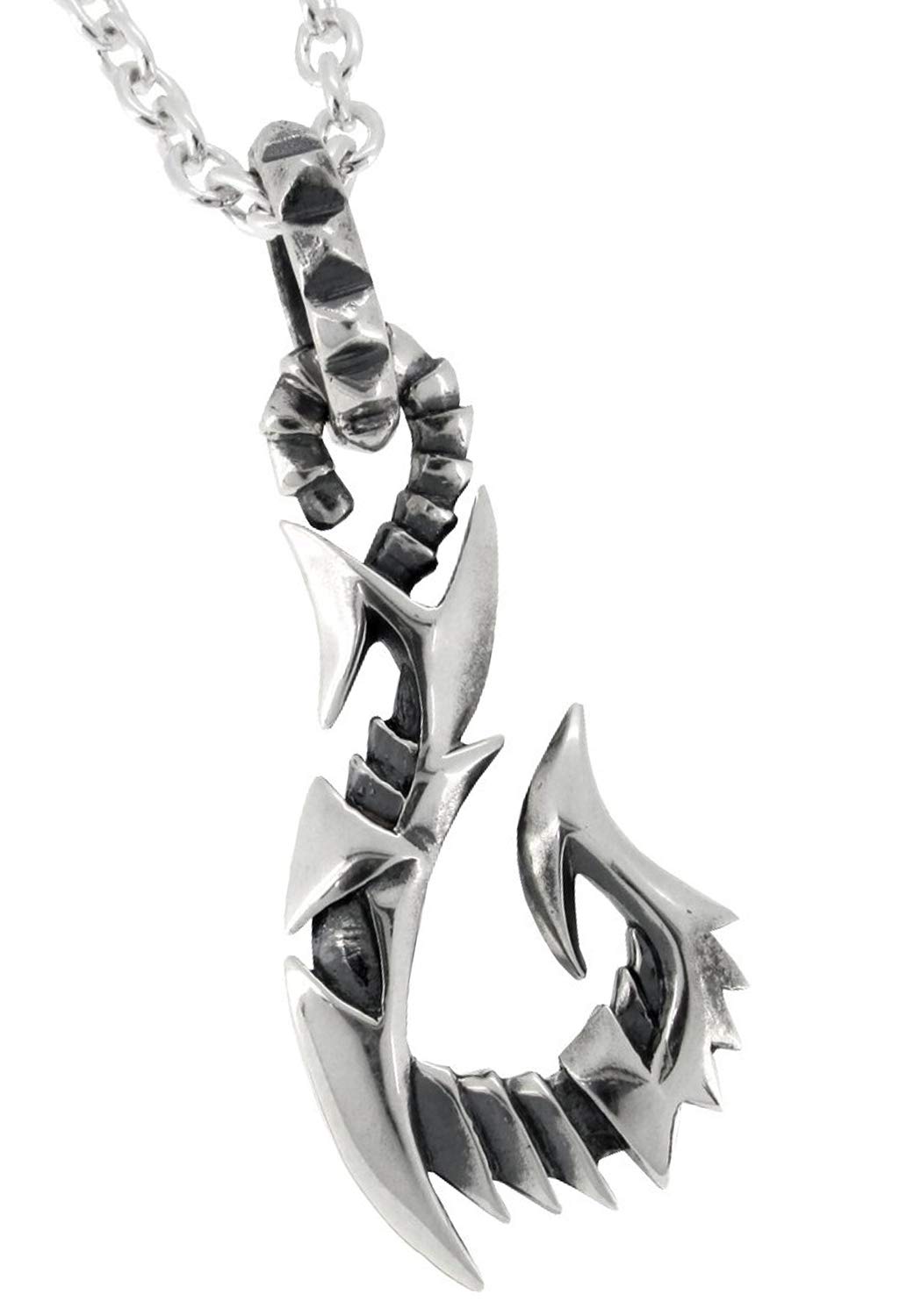 

[Shinjuku Gin no Kura] Tribal Fish Hook Pendant Top (without Chain) Sterling Silver 925 Men s Necklace Head Fishing Hook
